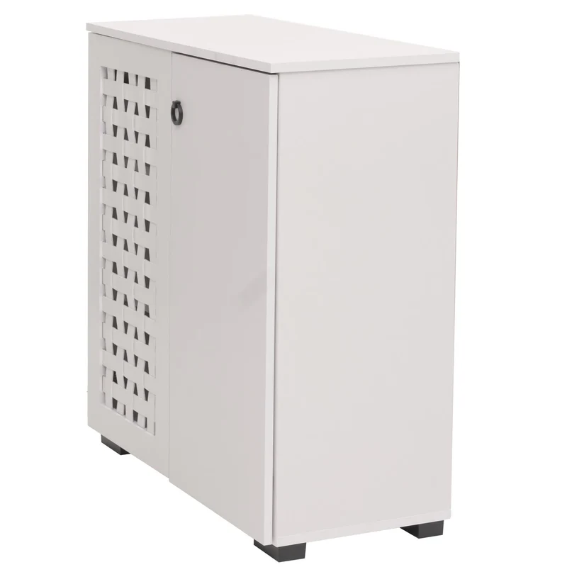 Commode avec 2 portes et 3 compartiments design tressé 3D 82x80x37 cm en bois avec revêtement mélaminé blanc 04_0009825