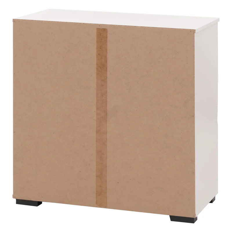 Commode avec 2 portes et 3 compartiments design tressé 3D 82x80x37 cm en bois avec revêtement mélaminé blanc 04_0009825