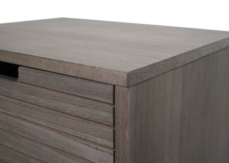 Commode meuble de rangement 5 tiroirs design 3D 84x35x29 cm en bois marron-gris et métal 04_0009740