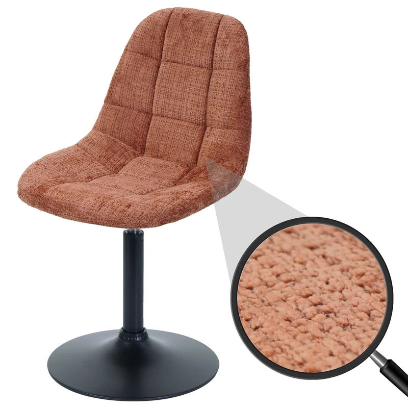 Chaise de salle à manger pivotante 360° en tissu chenille terracotta pied acier noir mat 04_0009898