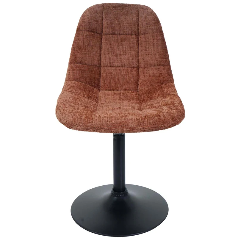 Chaise de salle à manger pivotante 360° en tissu chenille terracotta pied acier noir mat 04_0009898