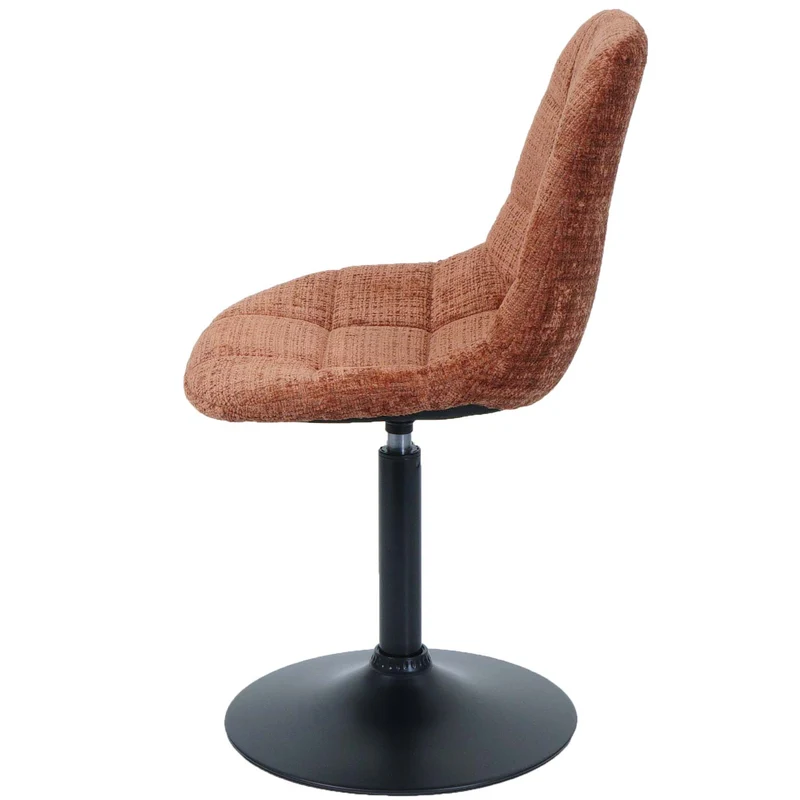 Chaise de salle à manger pivotante 360° en tissu chenille terracotta pied acier noir mat 04_0009898