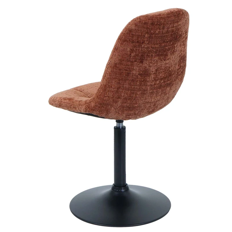 Chaise de salle à manger pivotante 360° en tissu chenille terracotta pied acier noir mat 04_0009898