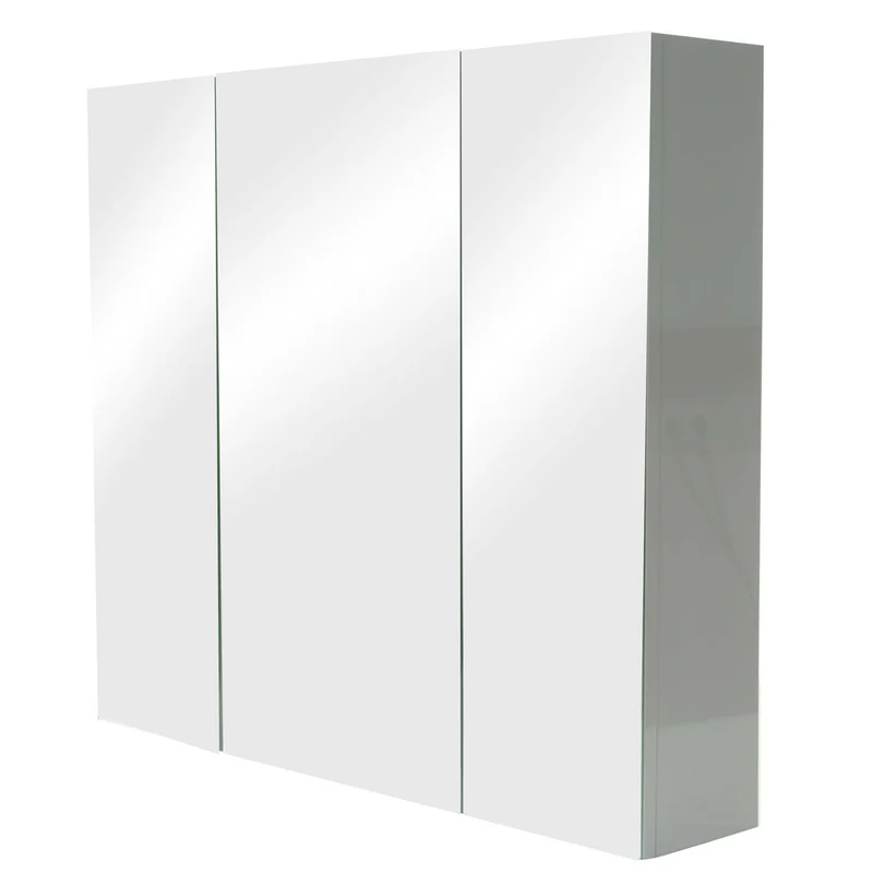 Armoire murale de salle de bain avec miroir 6 étagères finition brillante 70x80x16 cm contreplaqué gris 04_0010228