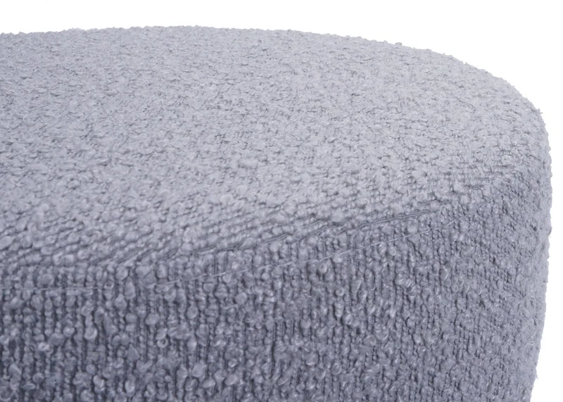 Tabouret siège de maquillage Ø 37 cm pivotant réglable en hauteur tissu bouclé gris clair et acier 04_0009937
