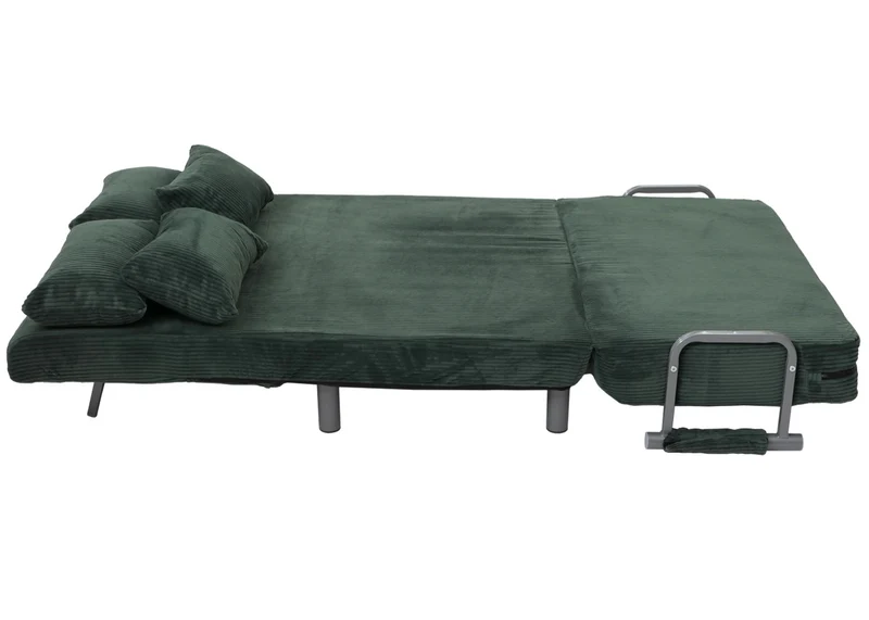 Fauteuil convertible canapé-lit avec accoudoirs rabattables couchage 190x100 cm en tissu velours côtelé vert 04_0010009