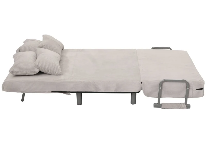 Fauteuil convertible canapé-lit avec accoudoirs rabattables couchage 190x100 cm en tissu velours côtelé gris clair 04_0010011