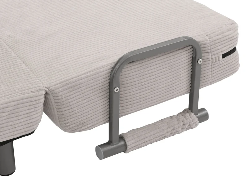 Fauteuil convertible canapé-lit avec accoudoirs rabattables couchage 190x100 cm en tissu velours côtelé gris clair 04_0010011