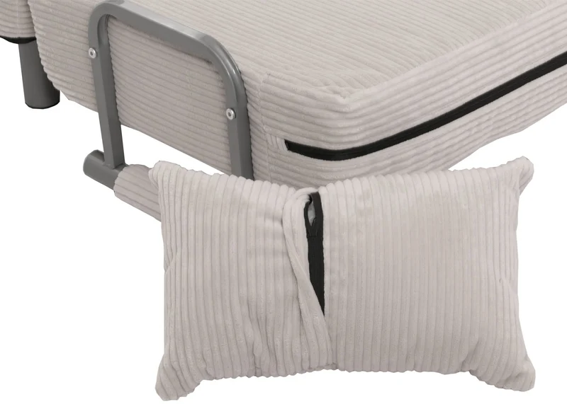 Fauteuil convertible canapé-lit avec accoudoirs rabattables couchage 190x100 cm en tissu velours côtelé gris clair 04_0010011