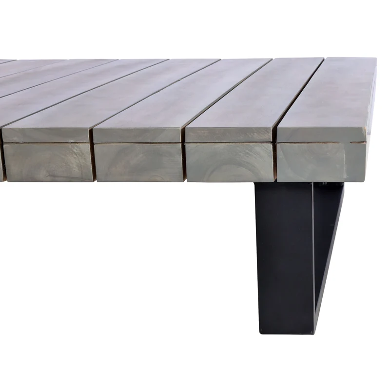 Salon de jardin ensemble lounge 5 places 255x255 cm aluminium et bois d’acacia avec coussins gris 04_0010291