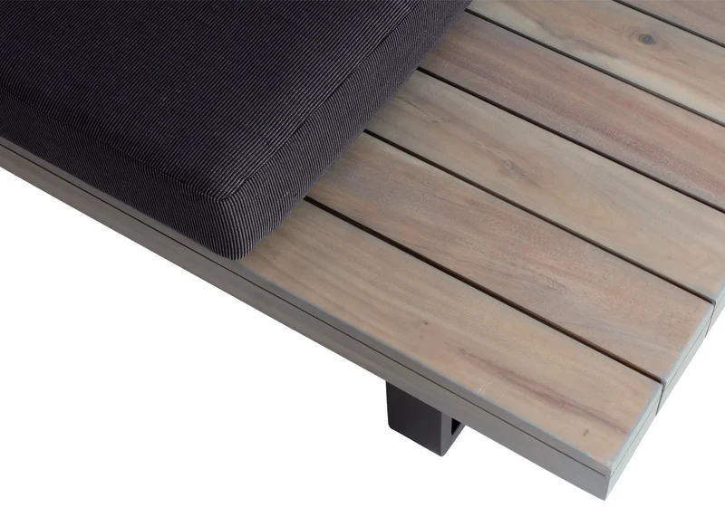 Salon de jardin ensemble lounge 5 places 255x255 cm aluminium et bois d’acacia avec coussins gris 04_0010291