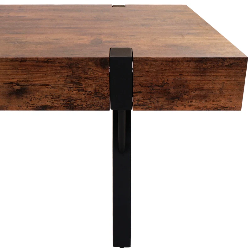 Table basse rectangulaire salon table d’appoint en métal et MDF 43x110x60 cm couleur chêne sauvage foncé 04_0010259