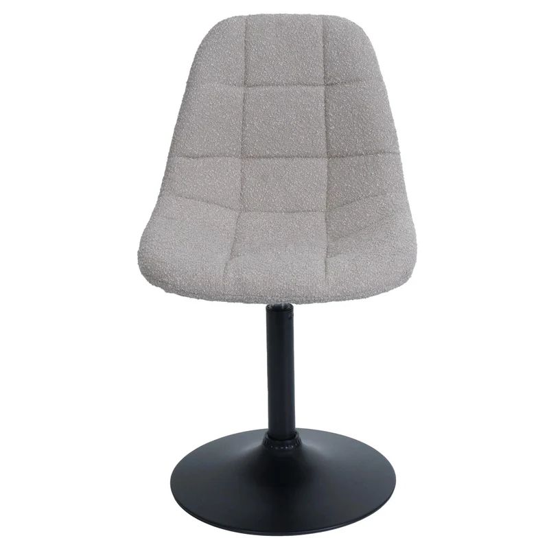 Chaise de salle à manger pivotante 360° design contemporain en tissu bouclé taupe pied acier noir mat 04_0009880