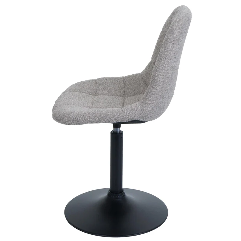 Chaise de salle à manger pivotante 360° design contemporain en tissu bouclé taupe pied acier noir mat 04_0009880