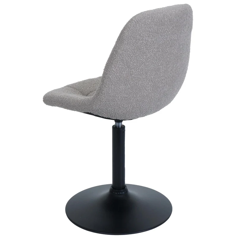 Chaise de salle à manger pivotante 360° design contemporain en tissu bouclé taupe pied acier noir mat 04_0009880