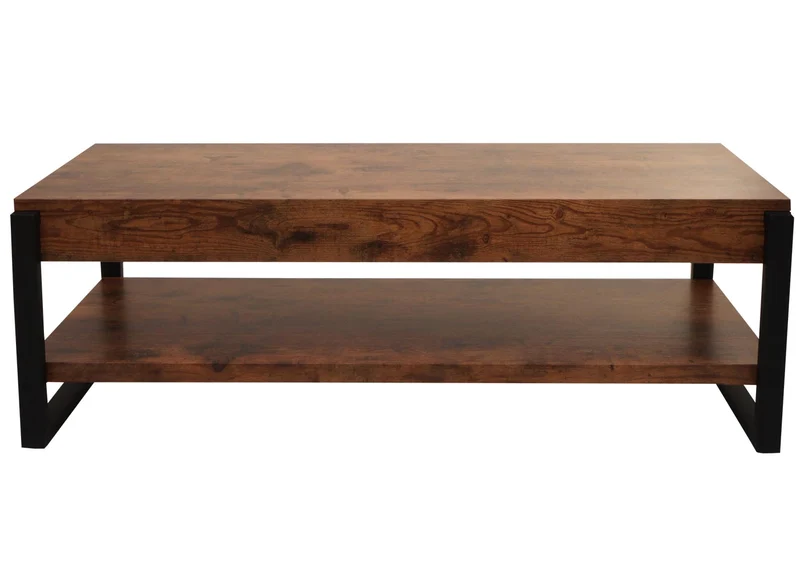 Meuble TV avec étagère 42x120x44 cm en métal et MDF couleur chêne sauvage foncé 04_0010250
