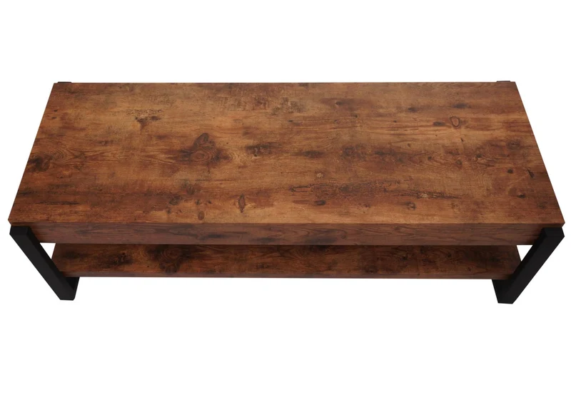 Meuble TV avec étagère 42x120x44 cm en métal et MDF couleur chêne sauvage foncé 04_0010250
