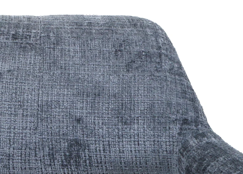 Chaise de salle à manger rembourrée avec accoudoirs en tissu chenille gris foncé pieds en bois de hêtre 04_0009845