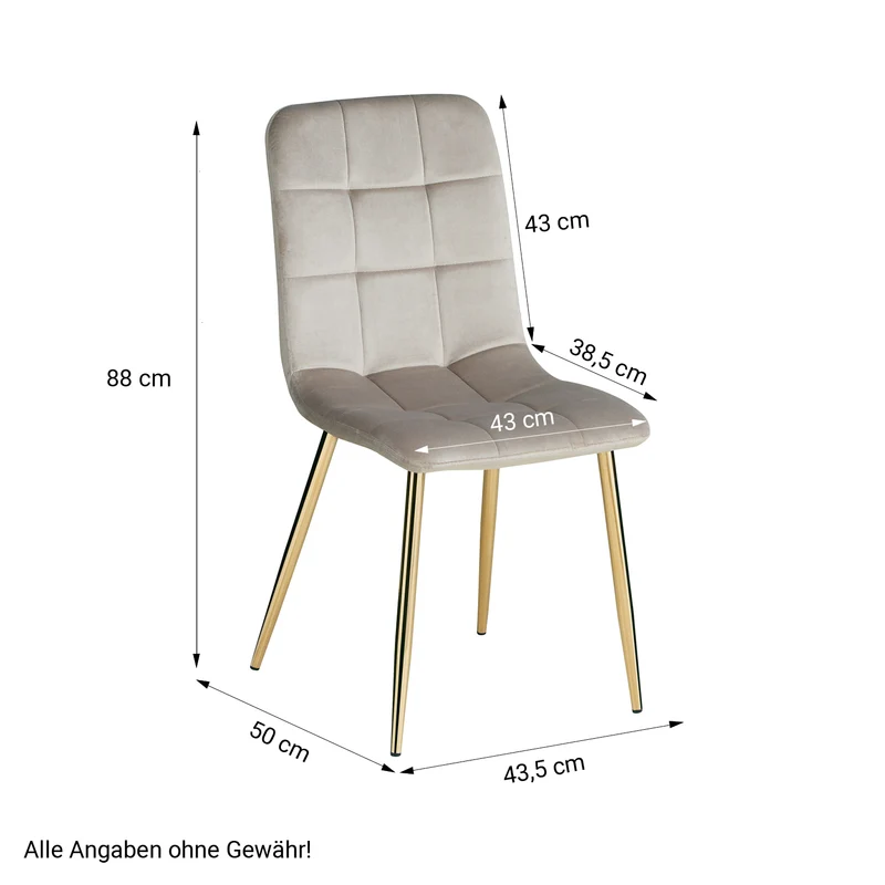 Chaise de salle à manger cuisine confortable et moderne en tissu velours beige pieds en métal noir CDS06008