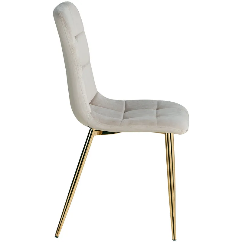 Chaise de salle à manger cuisine confortable et moderne en tissu velours beige pieds en métal noir CDS06008