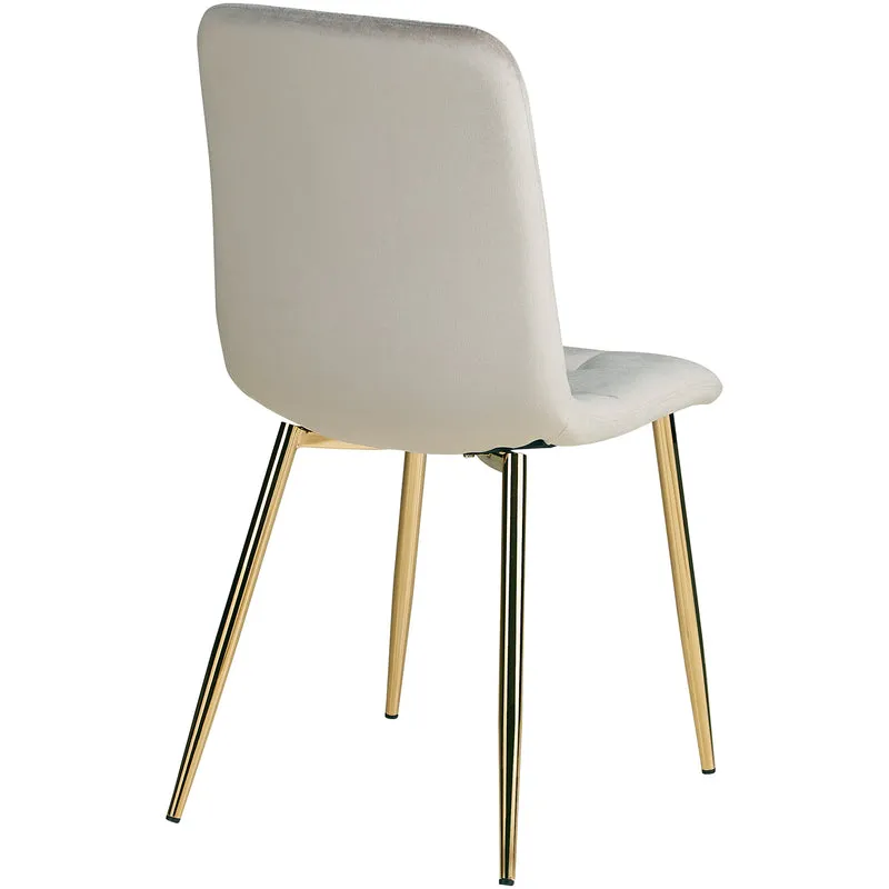 Chaise de salle à manger cuisine confortable et moderne en tissu velours beige pieds en métal noir CDS06008