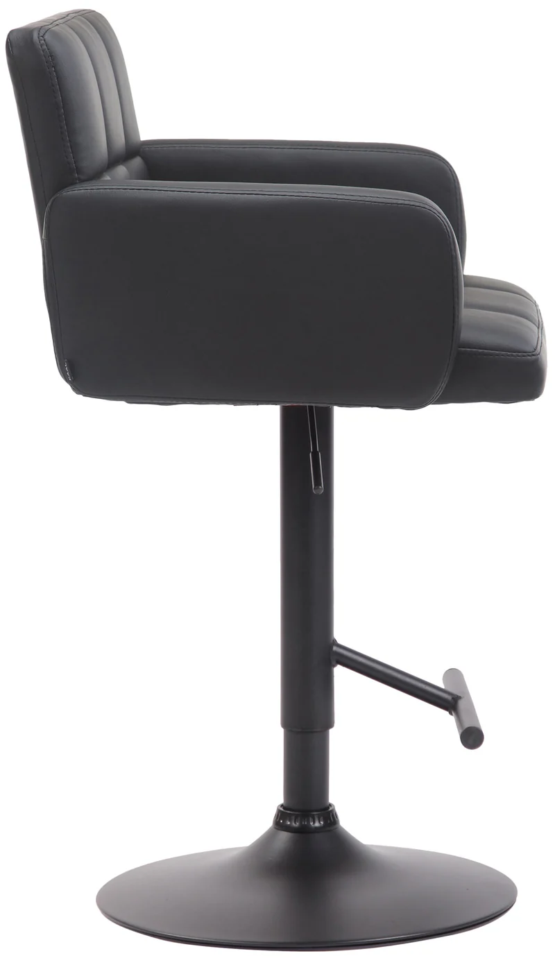 Tabouret de bar x1 avec accoudoirs et dossier confortable en synthétique noir pieds noir mat TDB10471