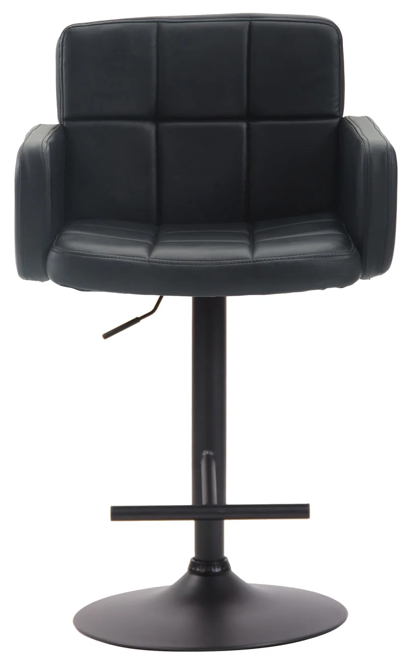 Tabouret de bar x1 avec accoudoirs et dossier confortable en synthétique noir pieds noir mat TDB10471