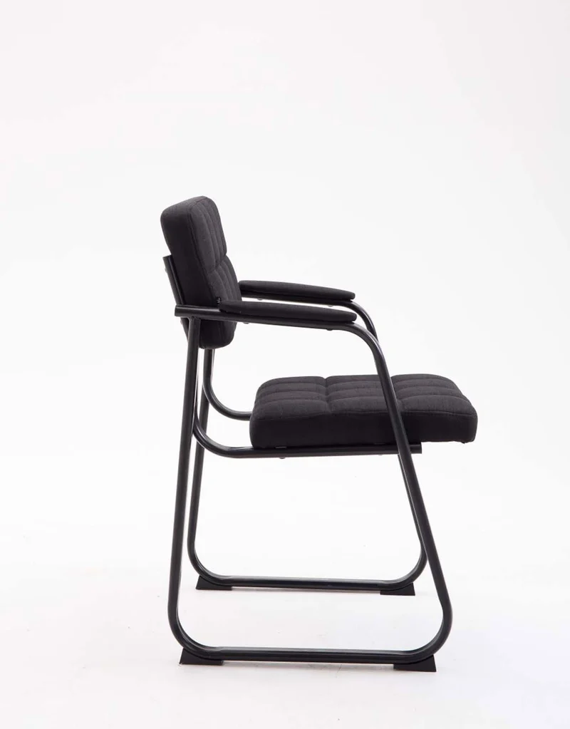 Chaise visiteur fauteuil de bureau sans roulette coutures décoratives en tissu noir support en métal noir BUR10220
