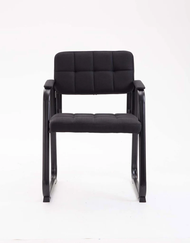 Chaise visiteur fauteuil de bureau sans roulette coutures décoratives en tissu noir support en métal noir BUR10220