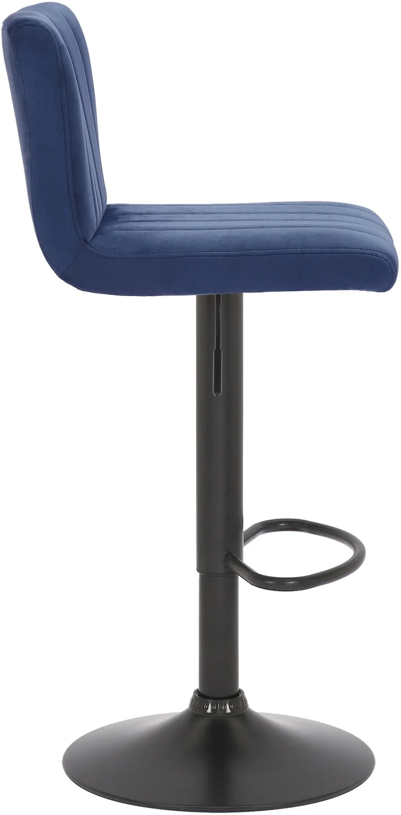 Tabouret de bar x1 pivotant hauteur réglable assise surpiqué en velours bleu et métal noir 10_0005000