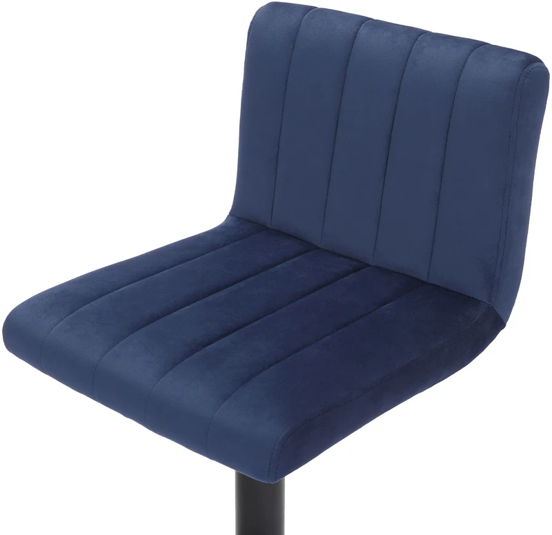 Tabouret de bar x1 pivotant hauteur réglable assise surpiqué en velours bleu et métal noir 10_0005000