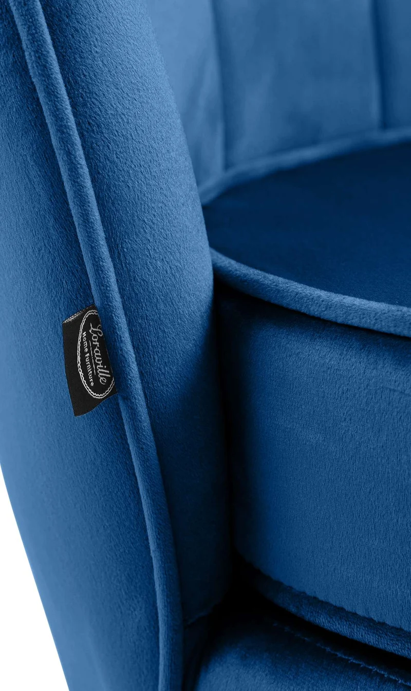 Fauteuil lounge chaise de chaise rembourrée avec coutures décoratives revêtement en velours bleu et pieds métal doré FAL101553