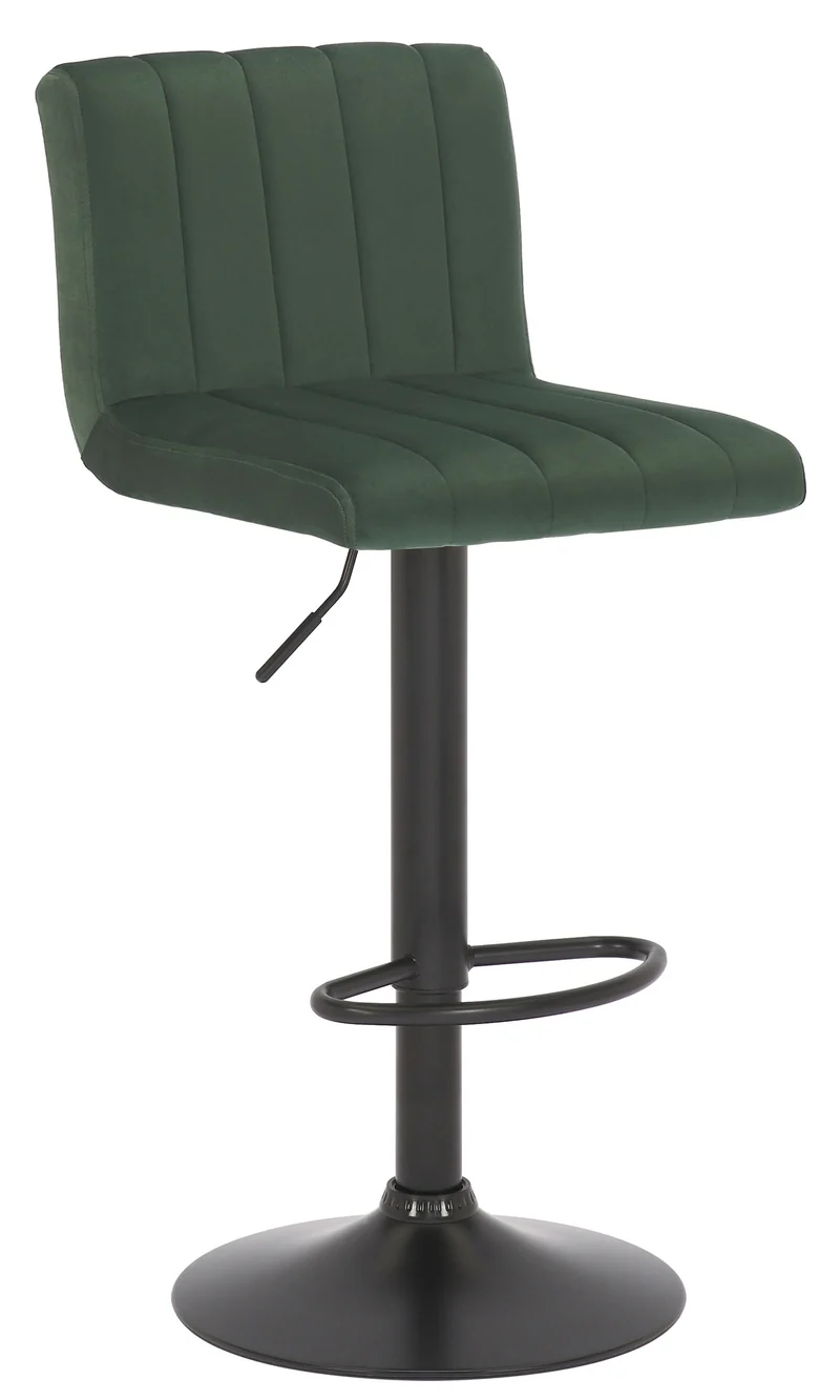 Lot de 2 tabourets de bar pivotant hauteur réglable assise surpiqué en velours vert et métal noir 10_0004228