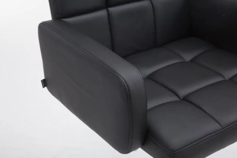 Tabouret de bar x1 avec accoudoirs et dossier confortable en synthétique noir pieds métal chromé TDB10481