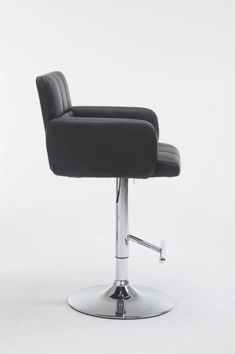 Tabouret de bar x1 avec accoudoirs et dossier confortable en synthétique noir pieds métal chromé TDB10481