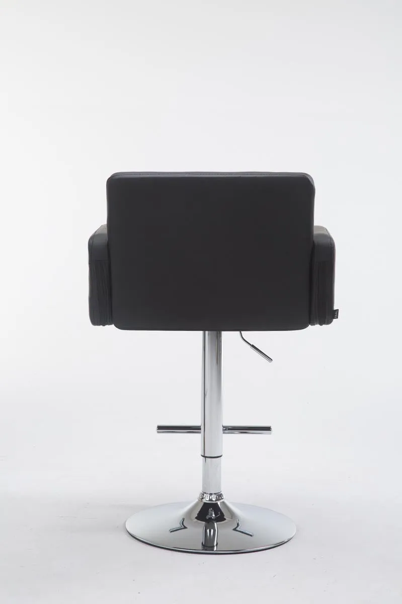 Tabouret de bar x1 avec accoudoirs et dossier confortable en synthétique noir pieds métal chromé TDB10481