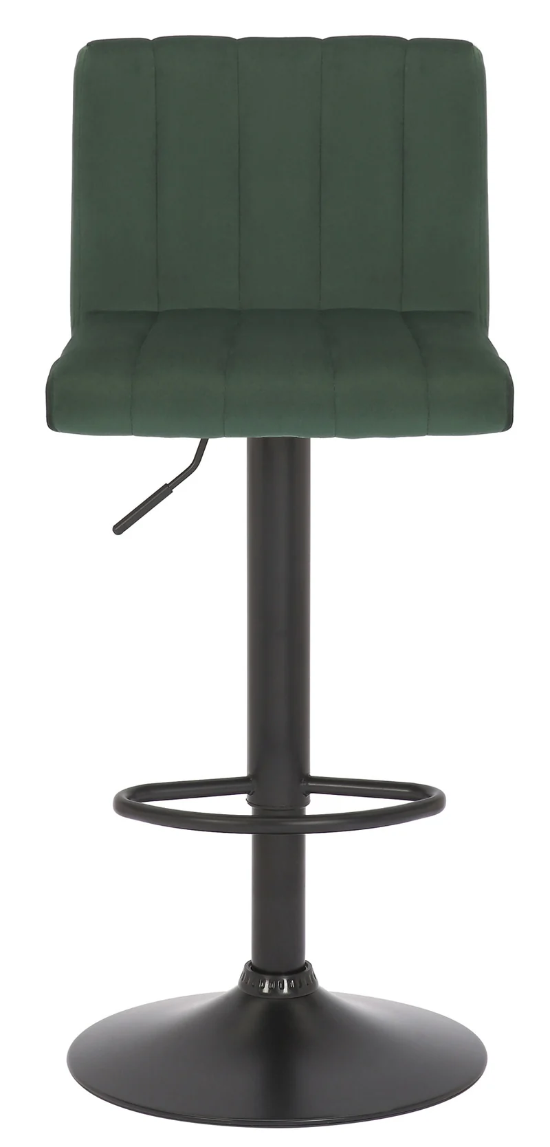 Tabouret de bar x1 pivotant hauteur réglable assise surpiqué en velours vert et métal noir 10_0005002