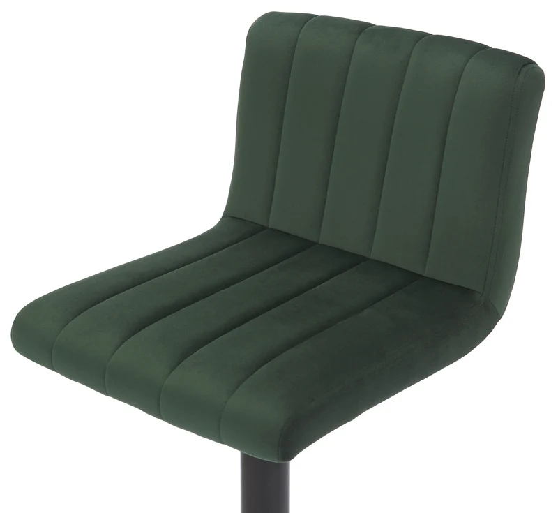 Tabouret de bar x1 pivotant hauteur réglable assise surpiqué en velours vert et métal noir 10_0005002