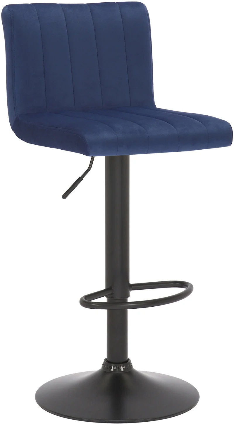 Lot de 2 tabourets de bar pivotant hauteur réglable assise surpiqué en velours bleu et métal noir 10_0004224