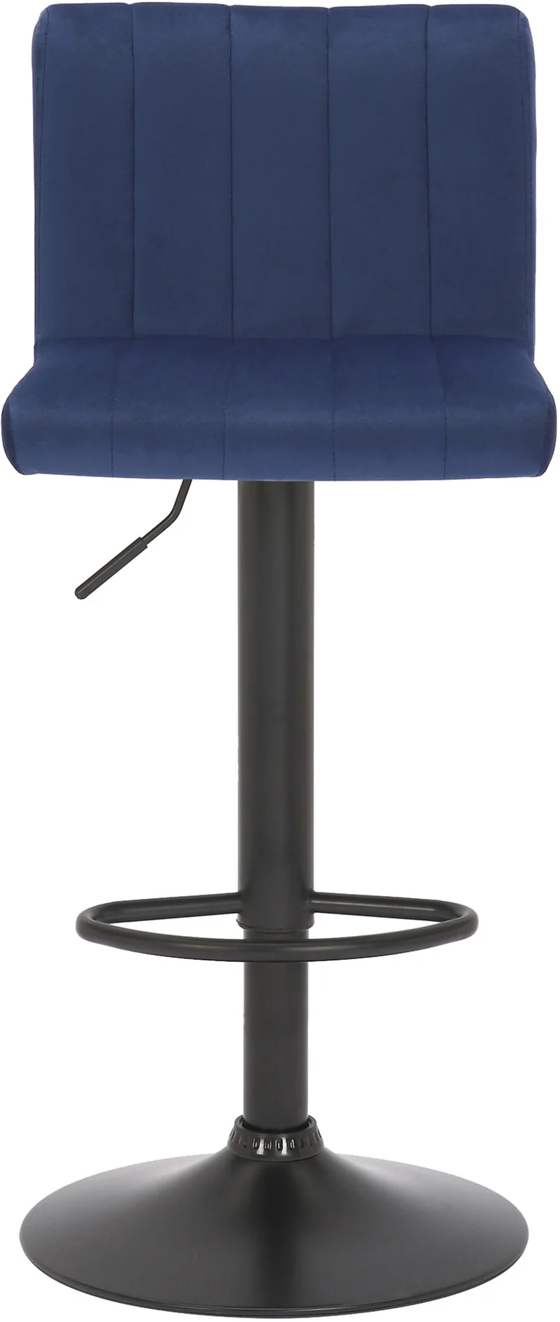 Lot de 2 tabourets de bar pivotant hauteur réglable assise surpiqué en velours bleu et métal noir 10_0004224