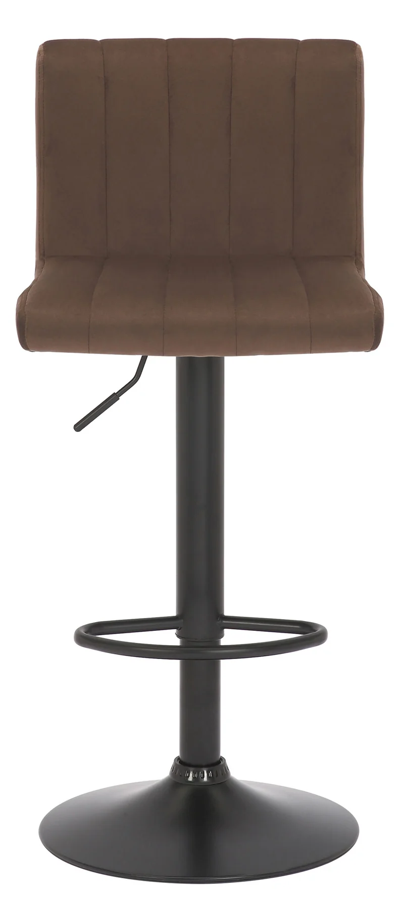 Lot de 2 tabourets de bar pivotant hauteur réglable assise surpiqué en velours marron et métal noir 10_0004225