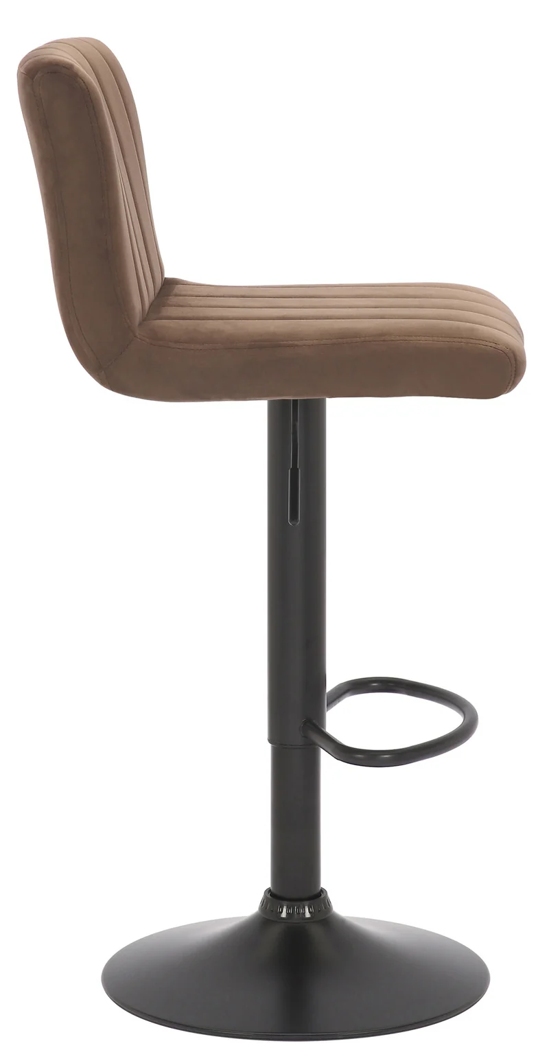 Lot de 2 tabourets de bar pivotant hauteur réglable assise surpiqué en velours marron et métal noir 10_0004225