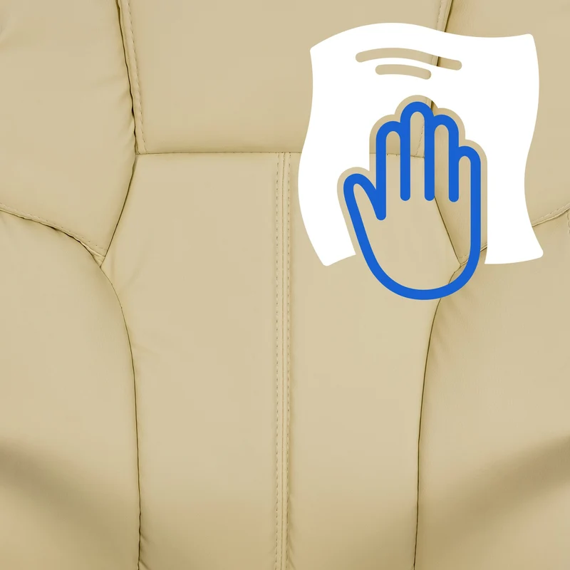 Fauteuil de bureau sur roulettes largeur d'assise XXL en PVC crème et métal chromé 10_0002415