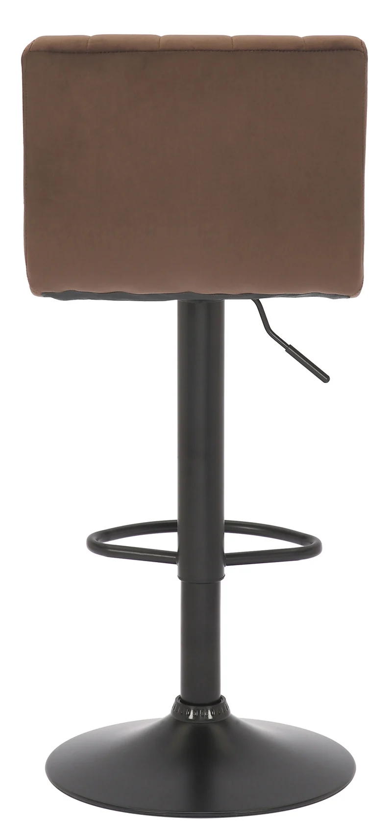 Tabouret de bar x1 pivotant hauteur réglable assise surpiqué en velours marron et métal noir 10_0005001