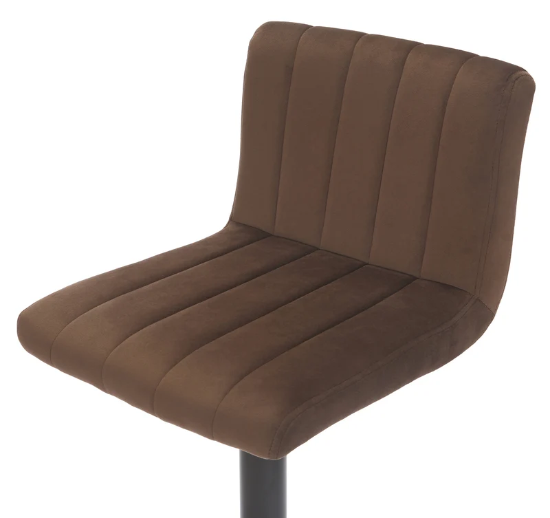 Tabouret de bar x1 pivotant hauteur réglable assise surpiqué en velours marron et métal noir 10_0005001