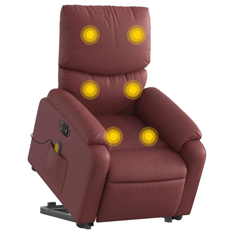 Fauteuil de relaxation fonction massage et inclinable en PVC rouge bordeaux DEC027836