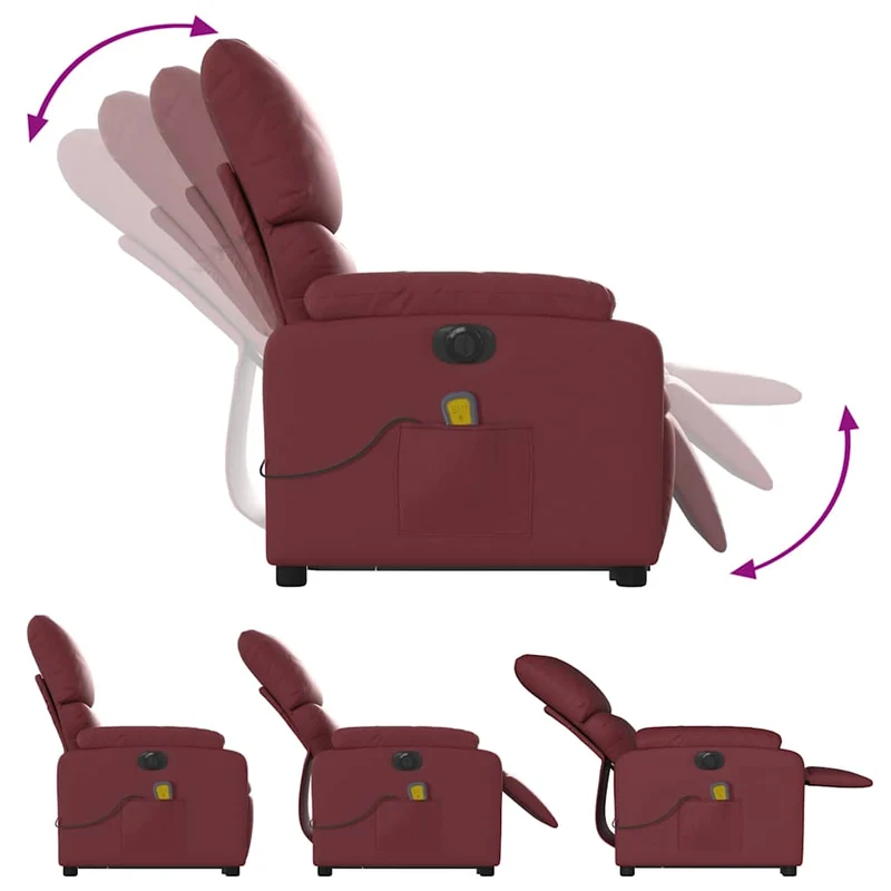 Fauteuil de relaxation fonction massage et inclinable en PVC rouge bordeaux DEC027836