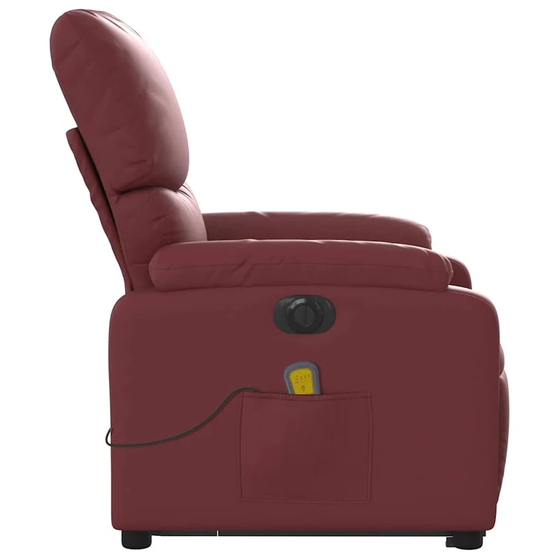 Fauteuil de relaxation fonction massage et inclinable en PVC rouge bordeaux DEC027836