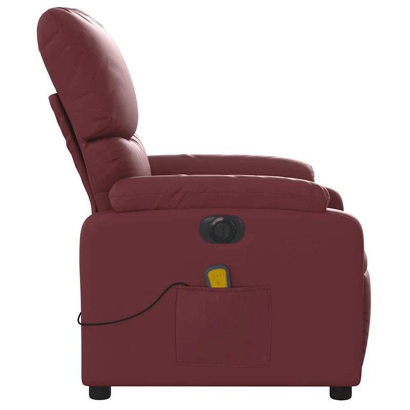 Fauteuil de relaxation TV fonction massage inclinable électrique 6 points de massage en PVC rouge bordeaux DEC027246