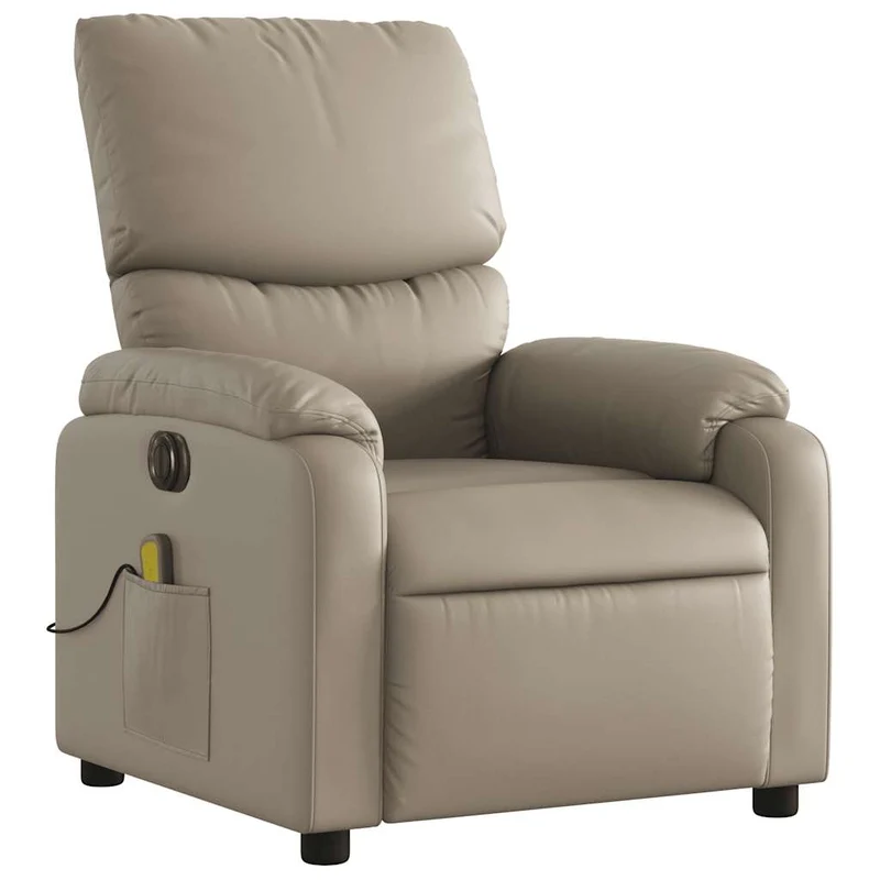 Fauteuil de relaxation TV fonction massage inclinable électrique 6 points de massage en PVC cappuccino DEC027134